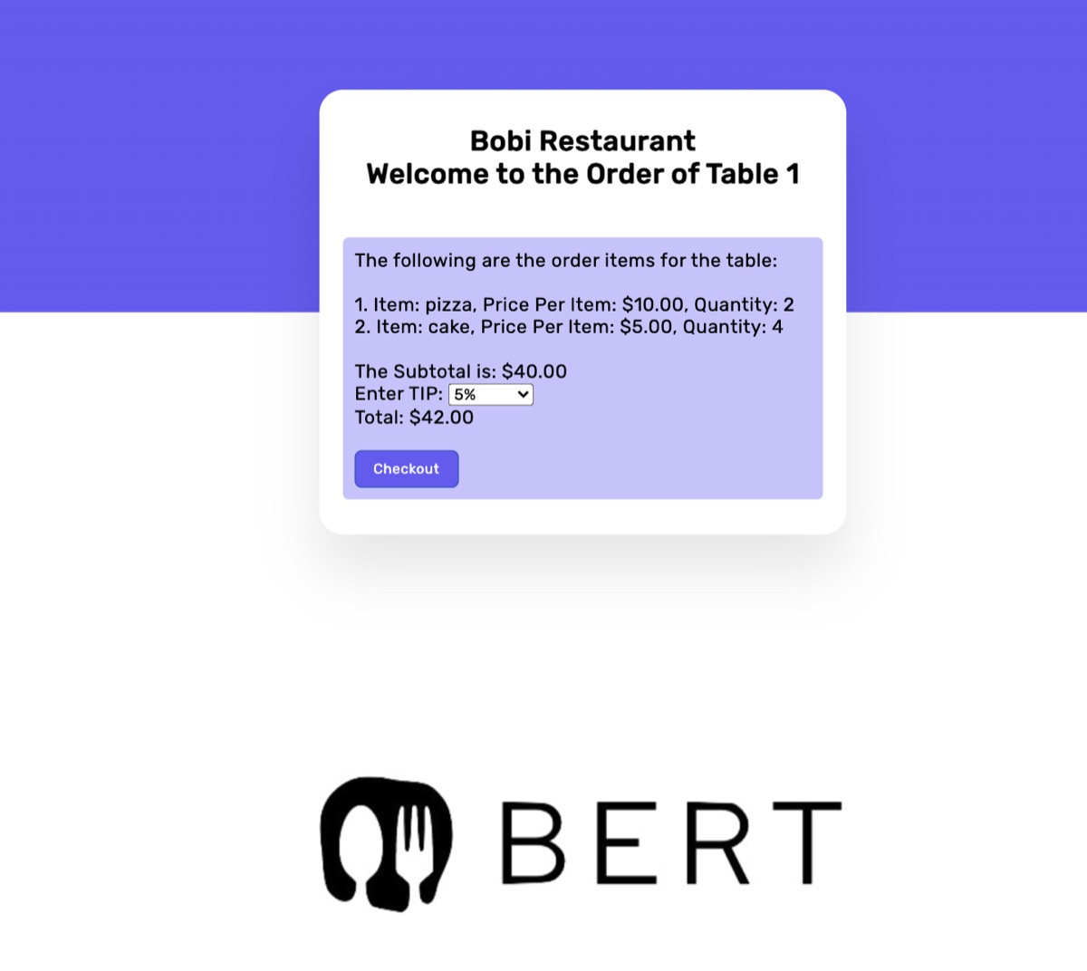 Restaurant payment processing web app